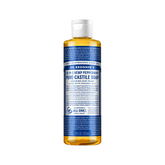 Dr. Bronner's Pure Castile Soap Liquid Peppermint 237ml - QVM Vitamins™
