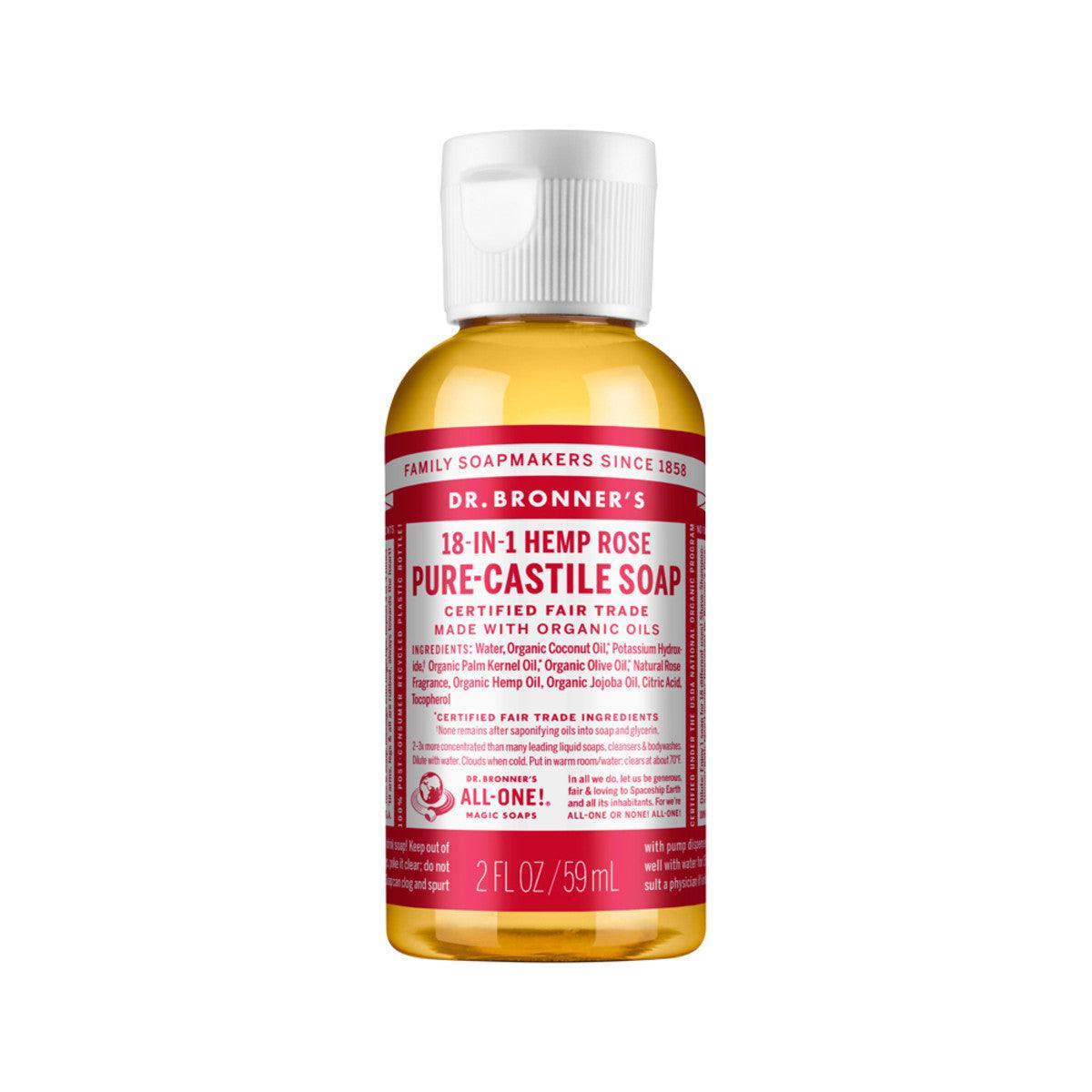 Dr. Bronner's Pure Castile Soap Liquid Rose 59ml - QVM Vitamins™