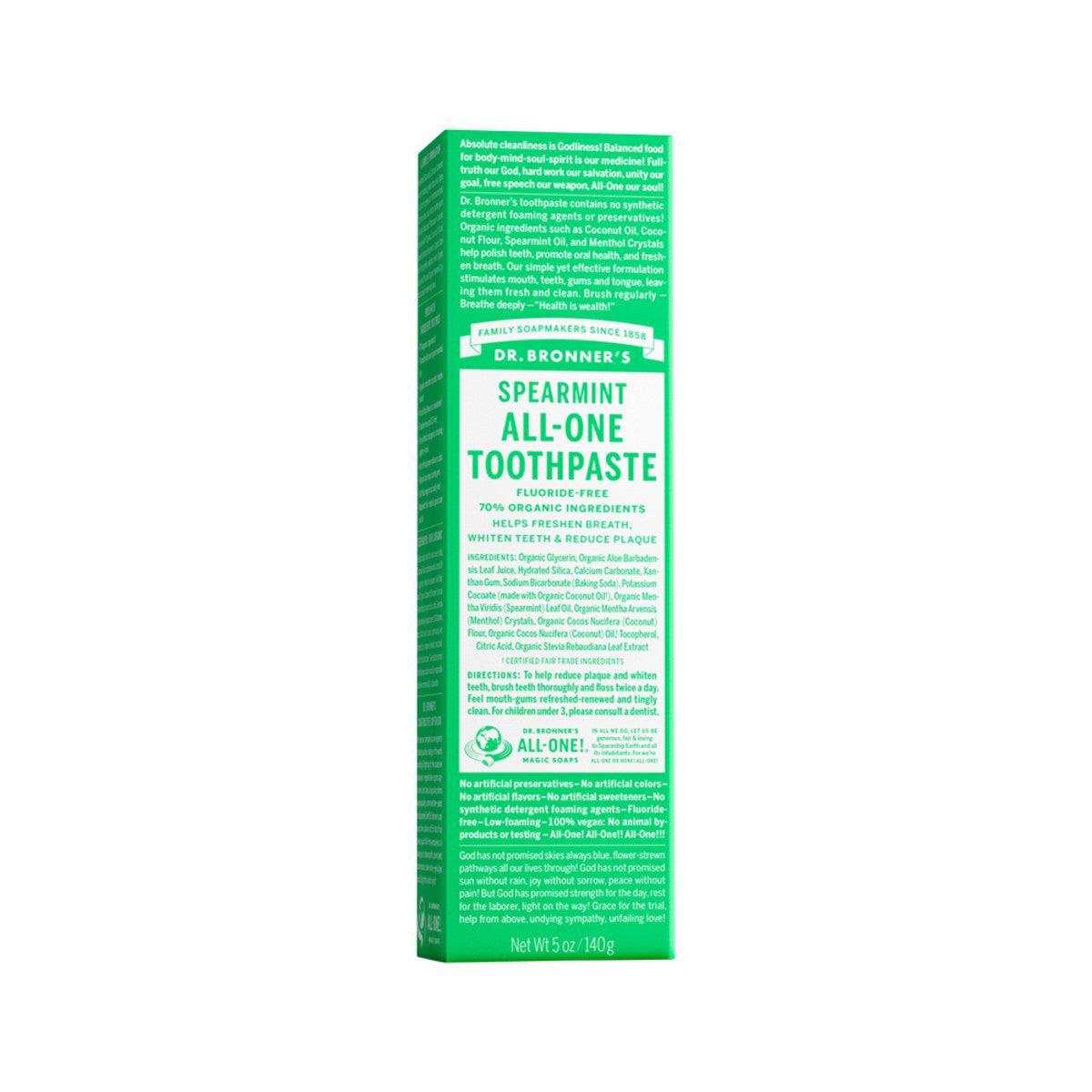 Dr. Bronner's Toothpaste (All-One) Spearmint 140g - QVM Vitamins™