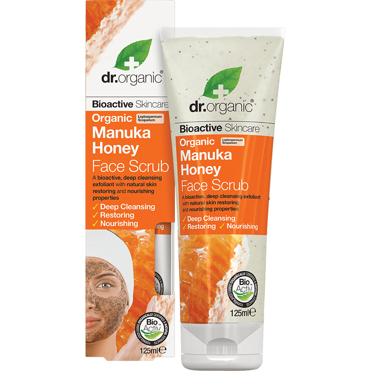 Dr Organic Face Scrub Manuka Honey 125ml - QVM Vitamins™