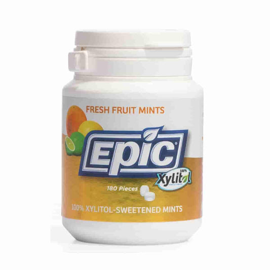 Epic Xylitol Dental Mints Fresh Fruit 180pc Tub - QVM Vitamins™