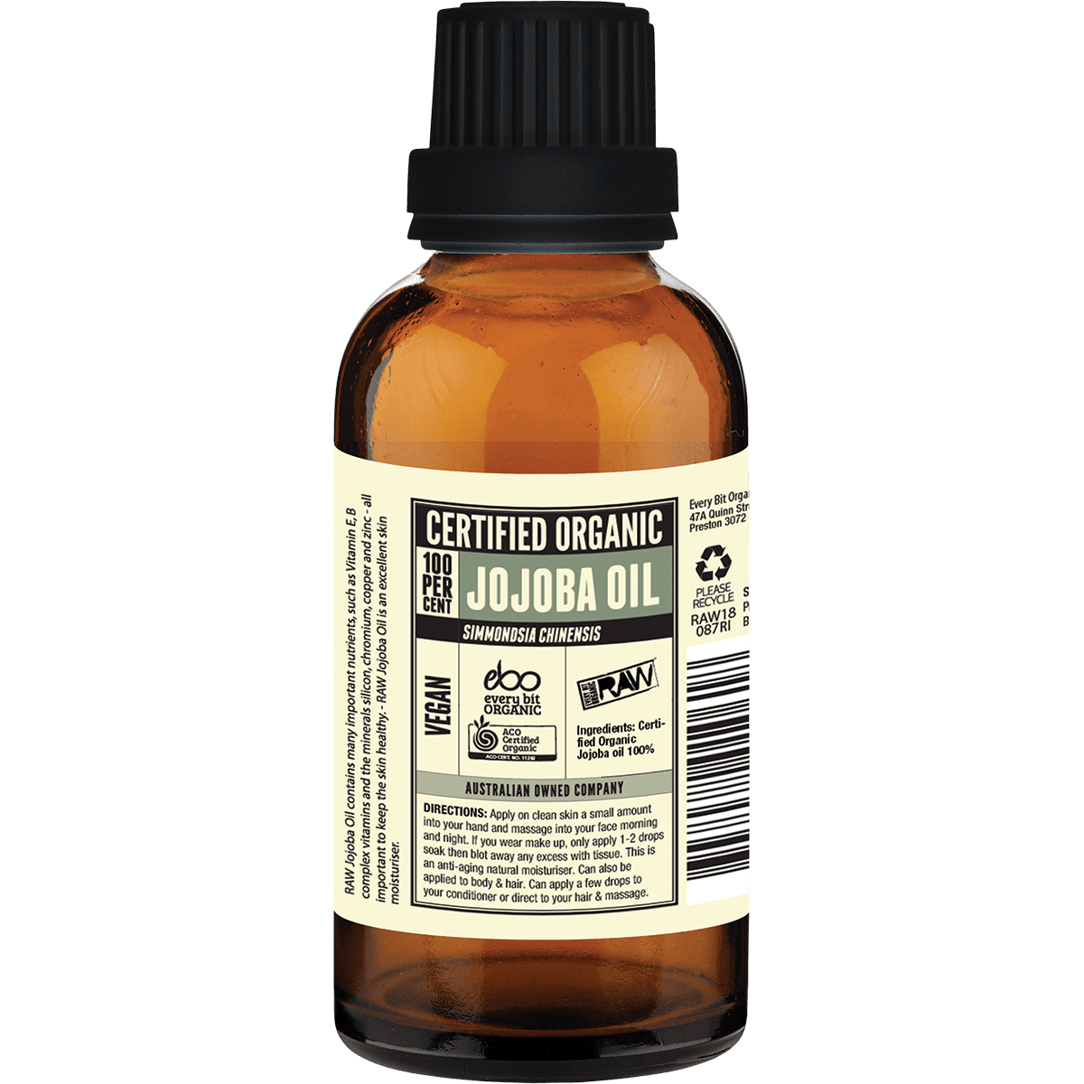 Every Bit Organic Raw Jojoba Oil 50ml - QVM Vitamins™