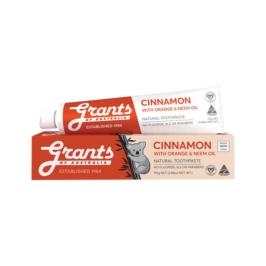 Grants Natural Toothpaste Cinnamon with Orange & Neem Oil 110g - QVM Vitamins™