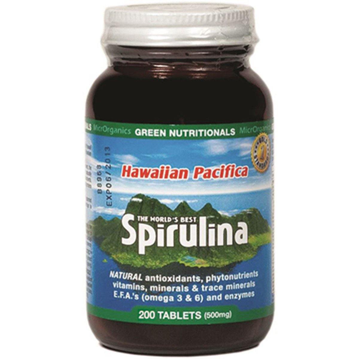 Green Nutritionals Hawaiian Pacifica Spirulina 500mg 200 Tablets - QVM Vitamins™