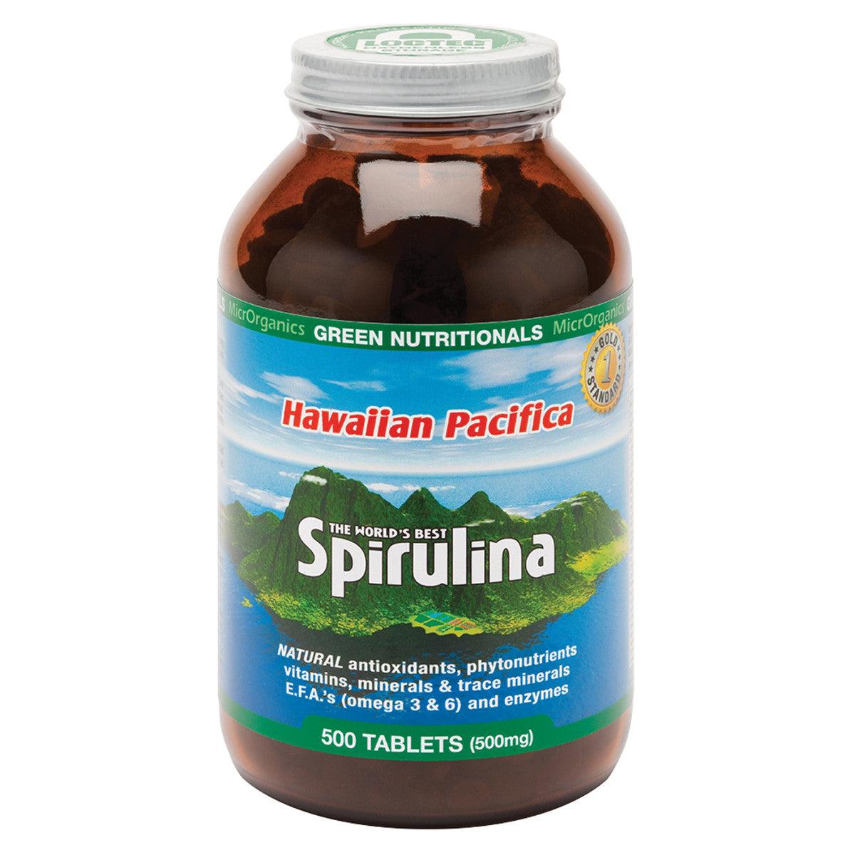 Green Nutritionals Hawaiian Pacifica Spirulina 500mg 500 Tablets - QVM Vitamins™