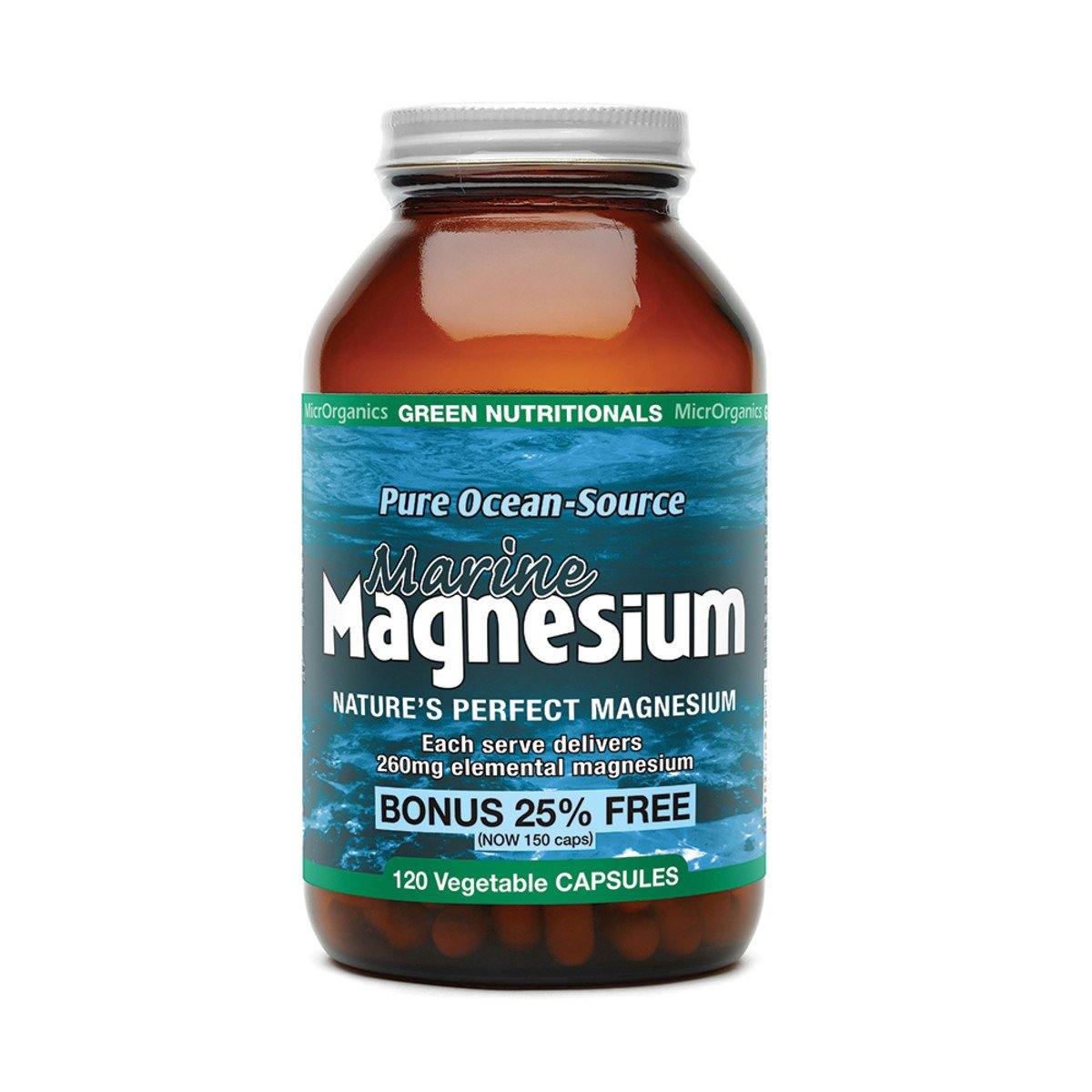 Green Nutritionals Pure Ocean-Source Marine Magnesium 120 Capsules - QVM Vitamins™