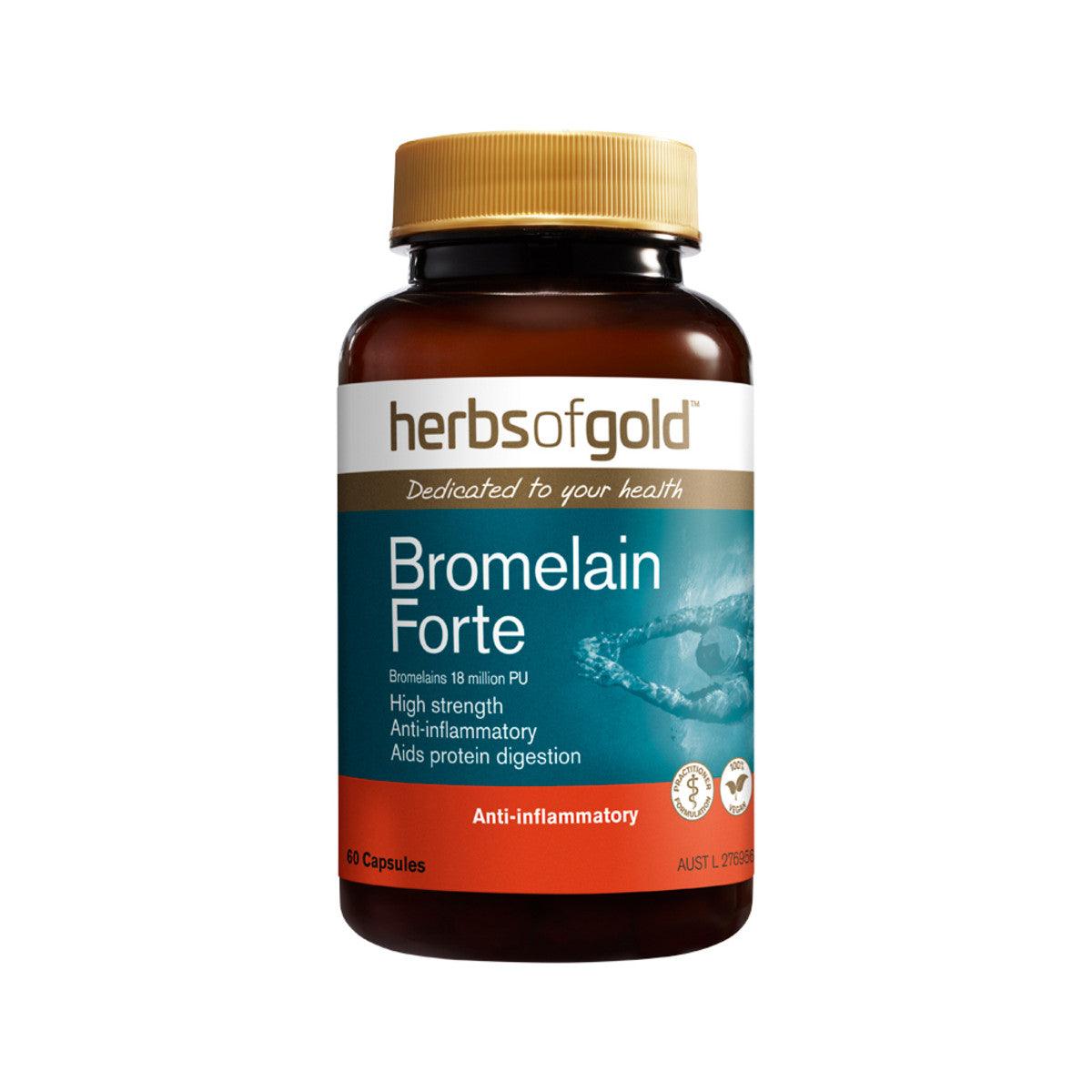 Herbs of Gold Bromelain Forte 60 Capsules - QVM Vitamins™