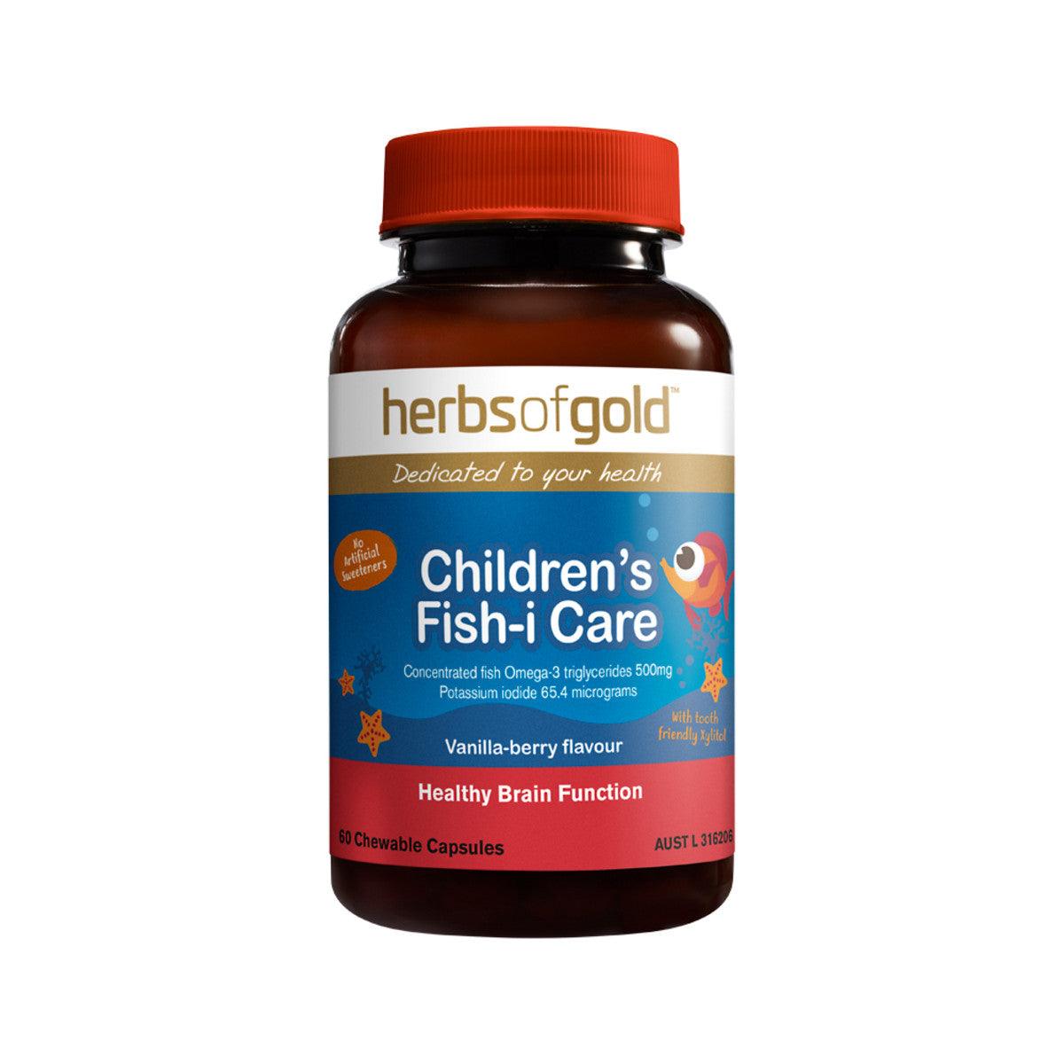 Herbs of Gold Children's Fish i Care 60 Capsules - QVM Vitamins™