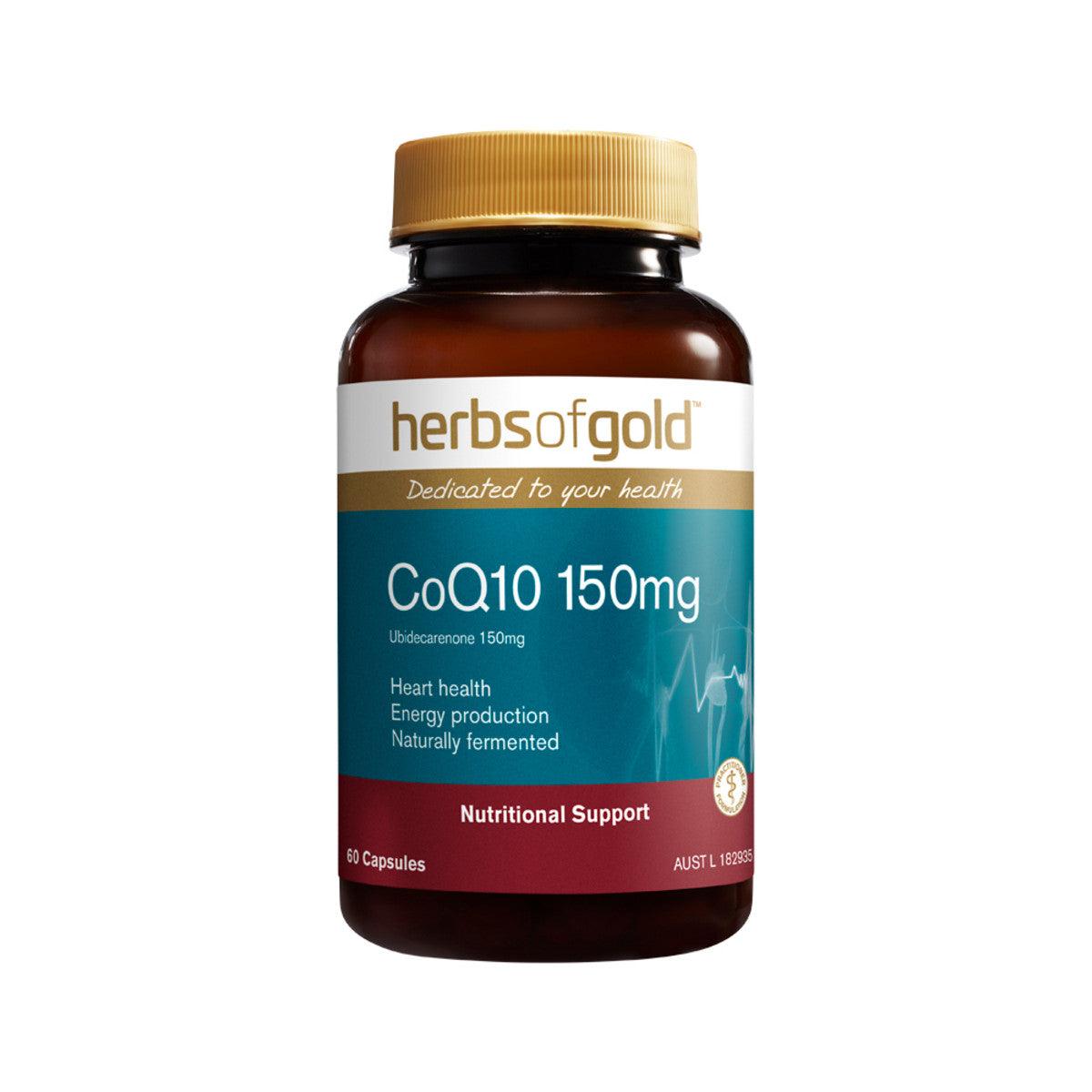 Herbs of Gold CoQ10 150mg (Coenzyme Q10) 60 Capsules - QVM Vitamins™