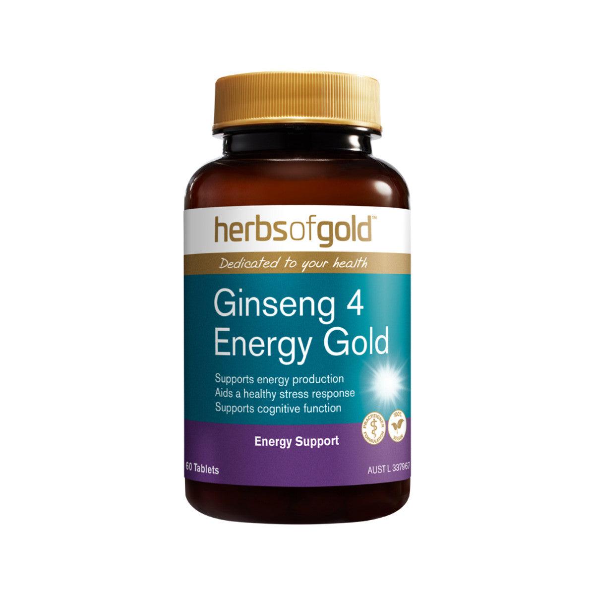 Herbs of Gold Ginseng 4 Energy Gold 60 Tablets - QVM Vitamins™