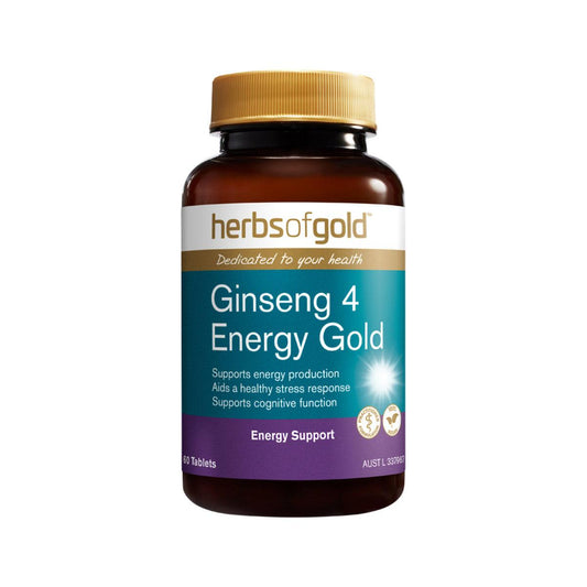 Herbs of Gold Ginseng 4 Energy Gold 60 Tablets - QVM Vitamins™