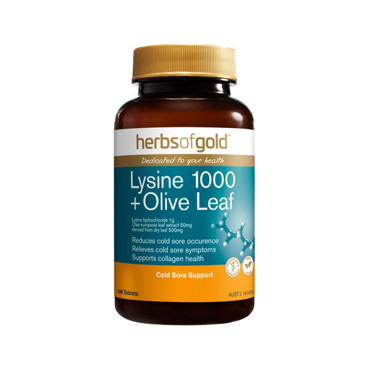Herbs of Gold Lysine 1000 and Olive Leaf 100 Tablets - QVM Vitamins™