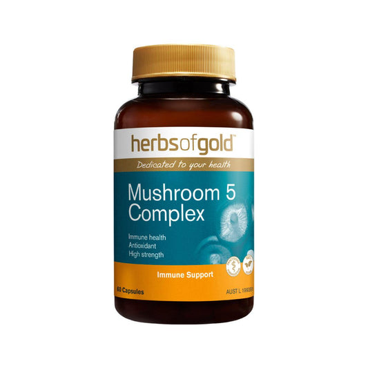 Herbs of Gold Mushroom 5 Complex 60 Capsules - QVM Vitamins™