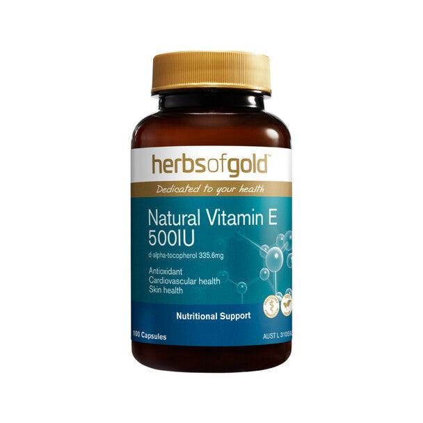 Herbs of Gold Natural Vitamin E 500 IU 100 Capsules - QVM Vitamins™