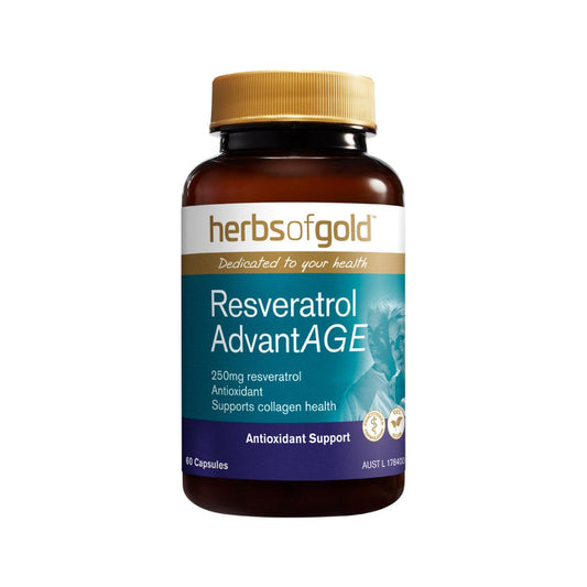 Herbs of Gold Resveratrol AdvantAGE 60 Tablets - QVM Vitamins™