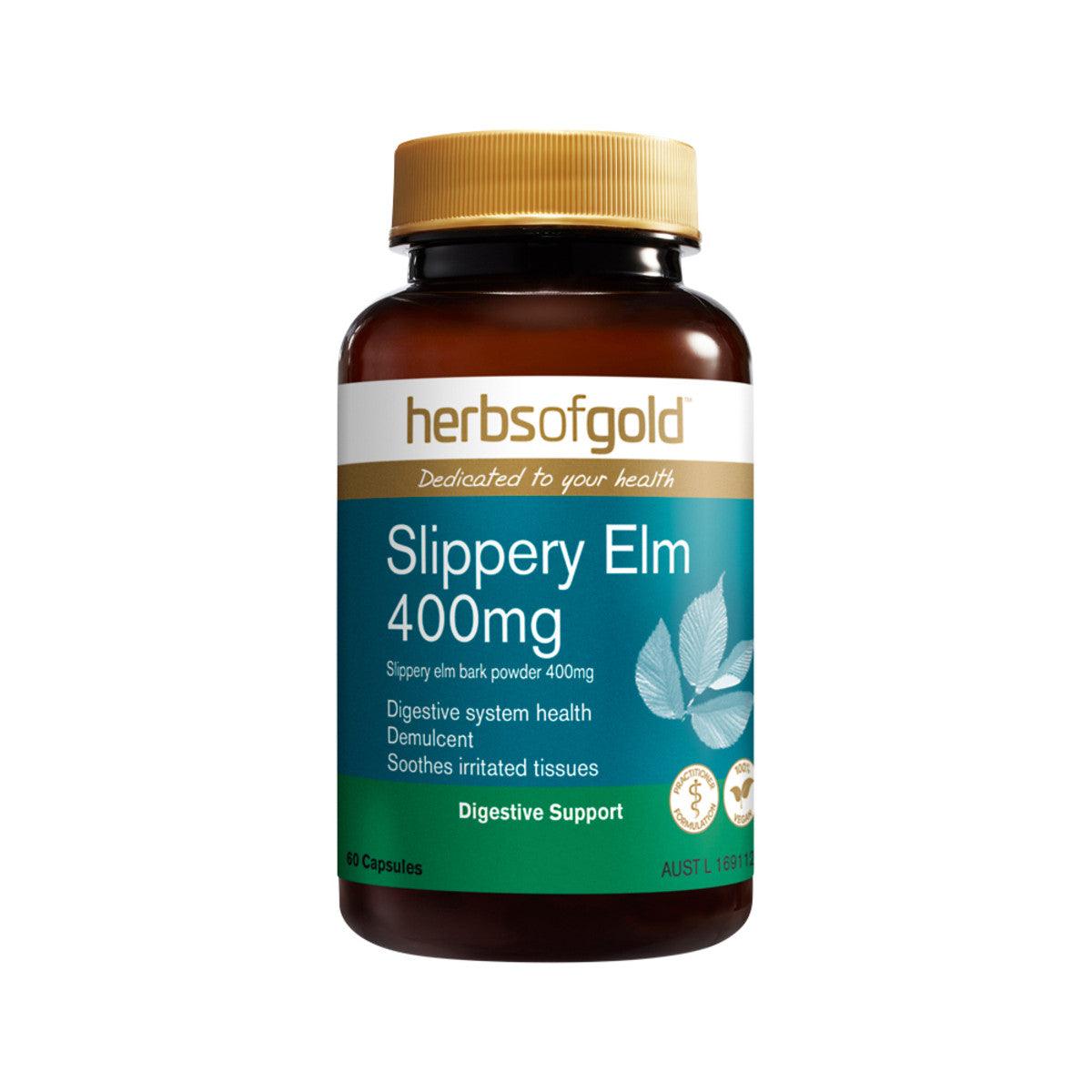 Herbs of Gold Slippery Elm 400mg 60 Capsules - QVM Vitamins™