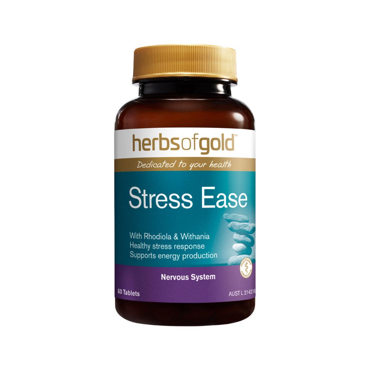 Herbs of Gold Stress Ease - Adrenal Support 60 Tablets - QVM Vitamins™