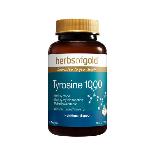 Herbs of Gold Tyrosine 1000 60 Tablets - QVM Vitamins™