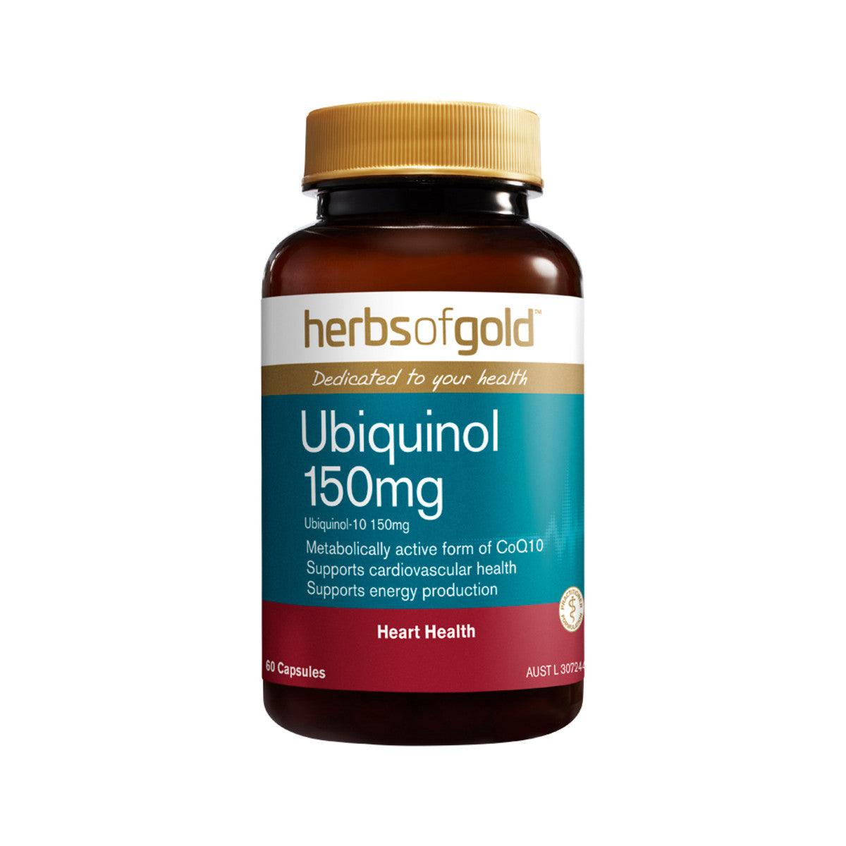 Herbs of Gold Ubiquinol 150mg 60 Capsules - QVM Vitamins™