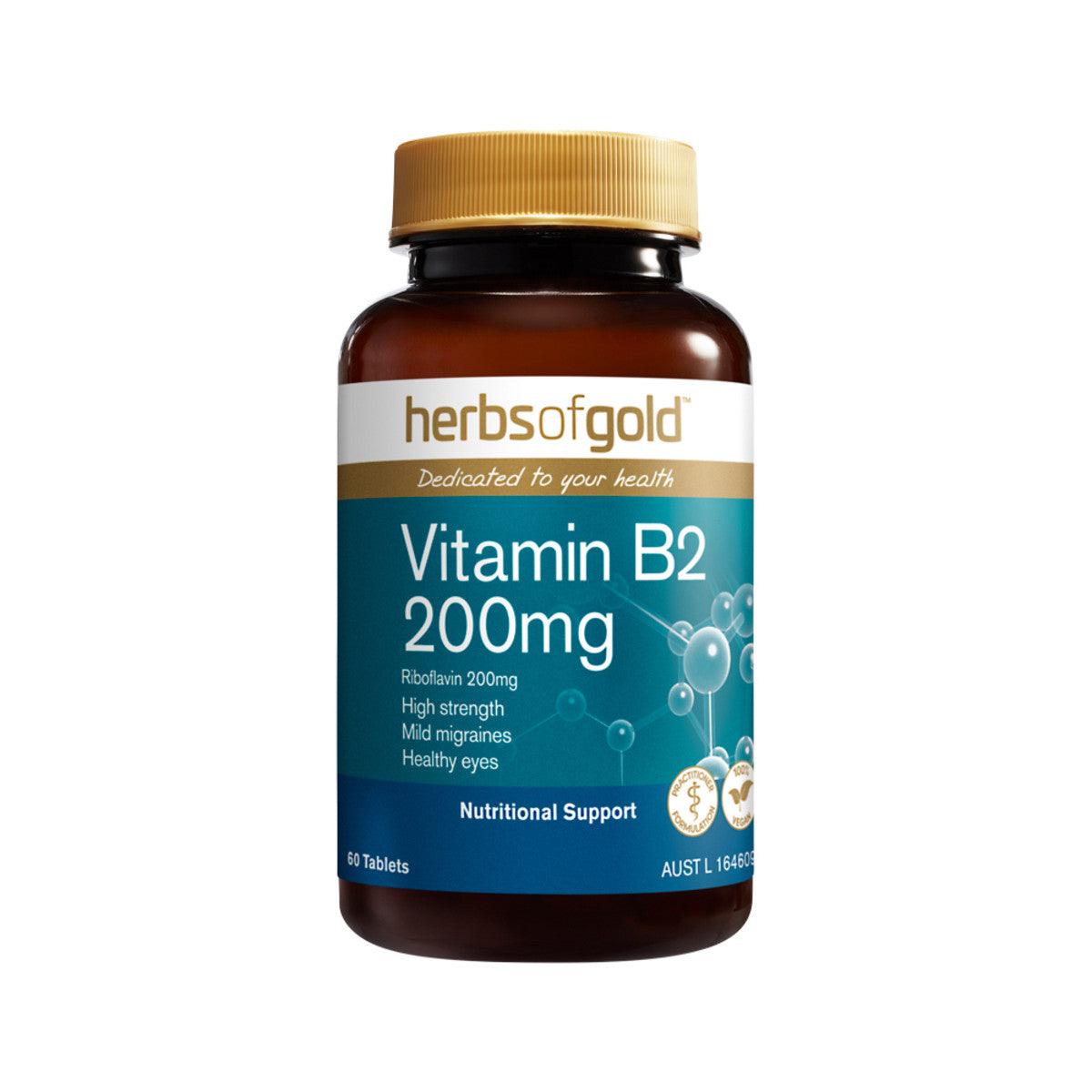 Herbs of Gold Vitamin B2 200mg 60 Tablets - QVM Vitamins™