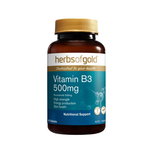 Herbs of Gold Vitamin B3 500mg 60 Capsules - QVM Vitamins™