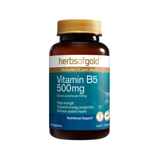 Herbs of Gold Vitamin B5 500mg 60 Capsules - QVM Vitamins™