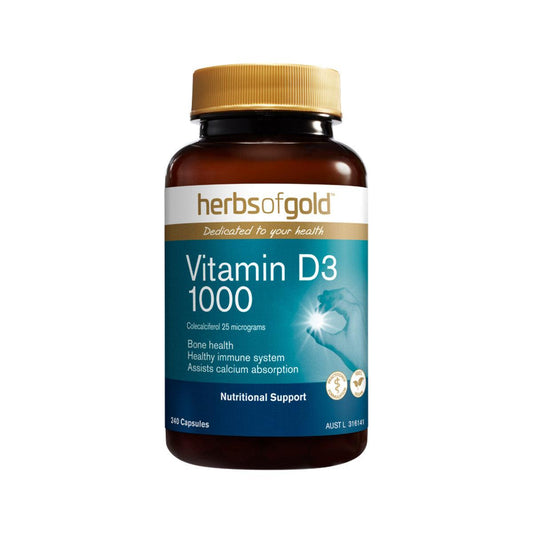Herbs of Gold Vitamin D3 1000 240 Capsules - QVM Vitamins™