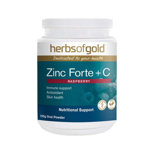 Herbs of Gold Zinc Forte + C 100g Oral Powder - QVM Vitamins™