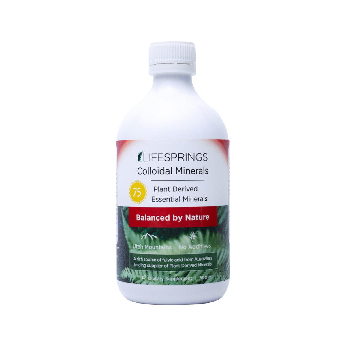 LifeSprings Colloidal Minerals - 75 Plant Derived Minerals 500ml - QVM Vitamins™