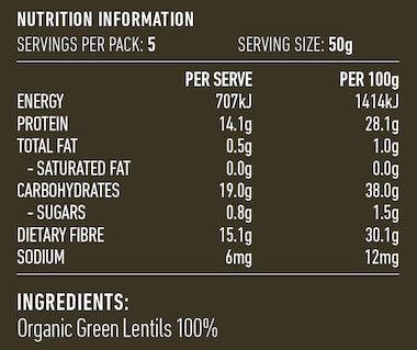 Lotus Organic Green Lentils 250g - QVM Vitamins™