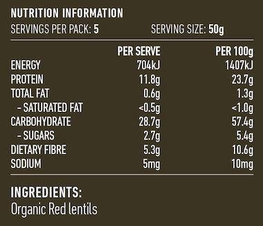Lotus Organic Red Lentils 250g - QVM Vitamins™