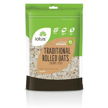 Lotus Organic Traditional Rolled Creamy Style Oats 1kg - QVM Vitamins™