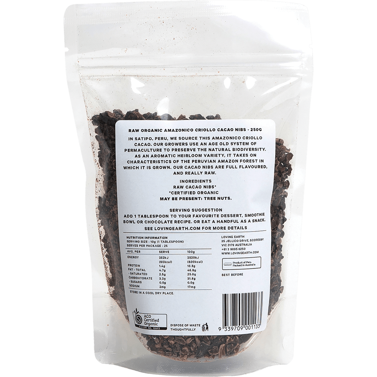 Loving Earth Cacao Nibs 250g - QVM Vitamins™