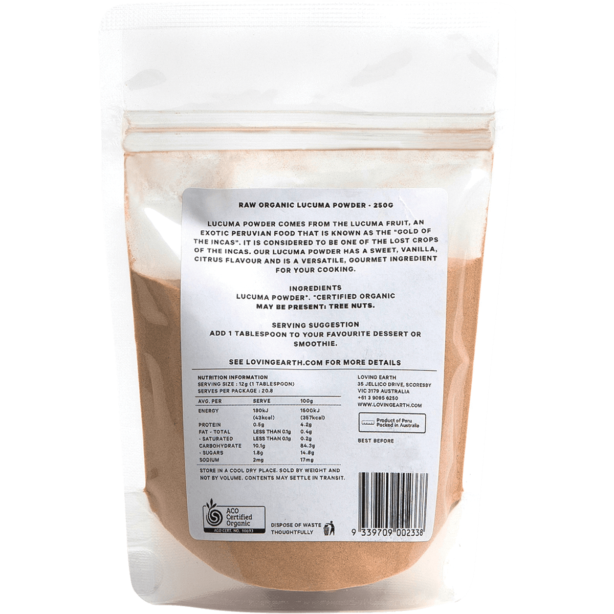 Loving Earth Lucuma Powder Raw Organic 250g - QVM Vitamins™