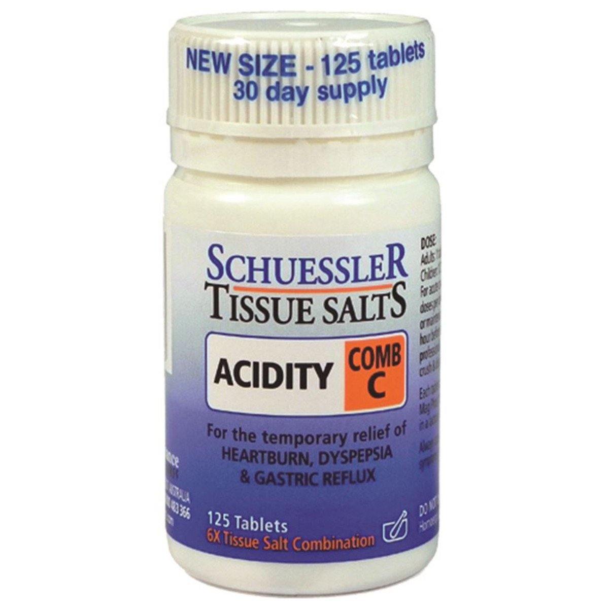 Martin & Pleasance Schuessler Tissue Salts Comb C (Acidity) 125 Tablets - QVM Vitamins™
