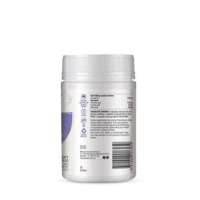 Melrose Australian Flaxseed Oil 240 Vegan Capsules - QVM Vitamins™