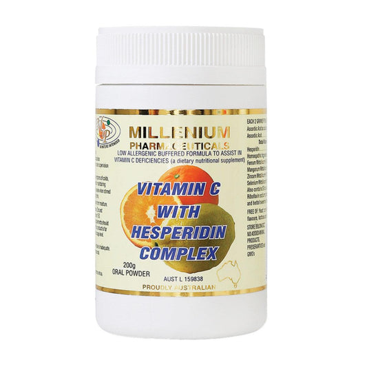 Millenium Pharmaceuticals Vitamin C with Hesperidin Complex Oral Powder 200g - QVM Vitamins™
