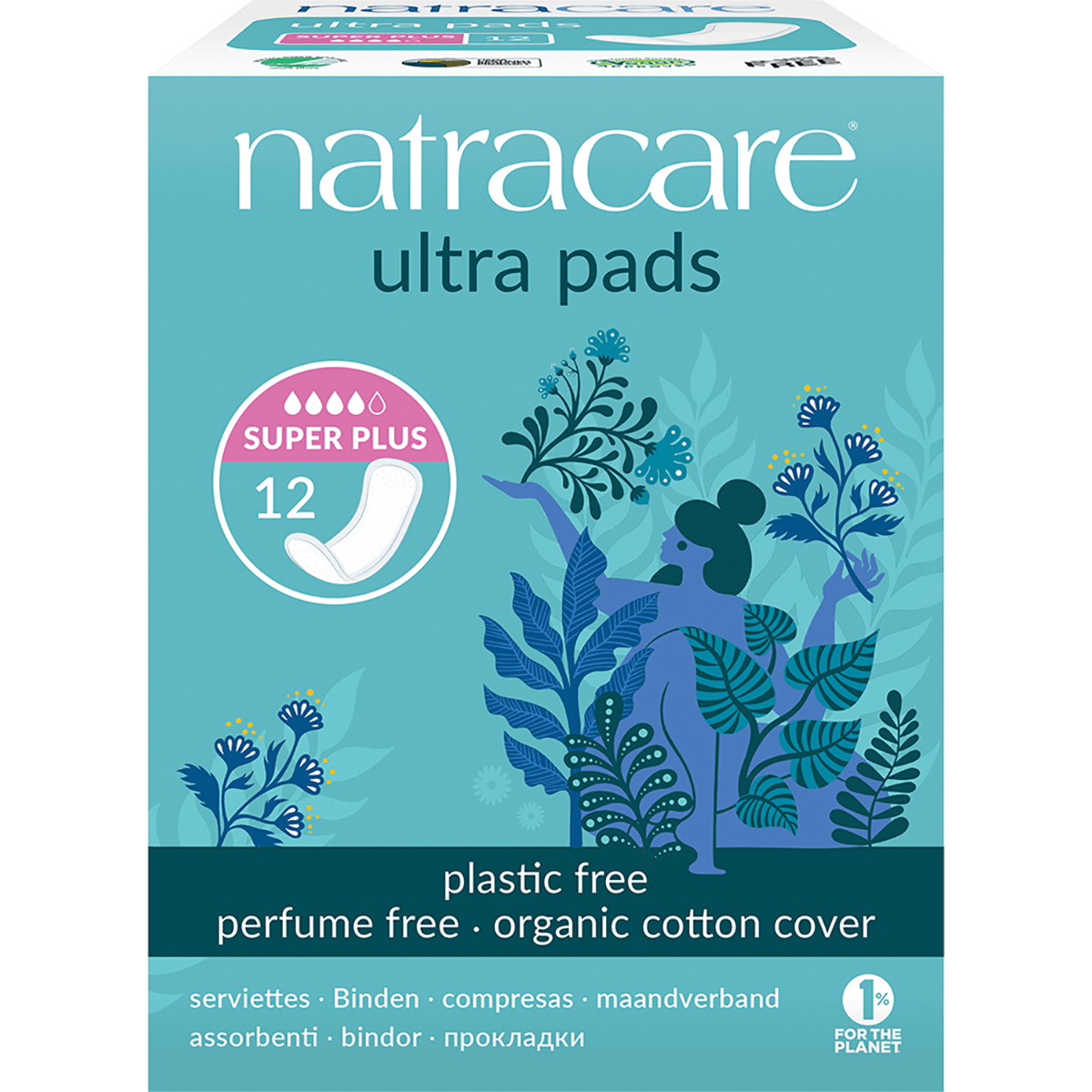 Natracare Ultra Extra Pads Super Plus with Organic Cotton Cover x 12 Pack - QVM Vitamins™