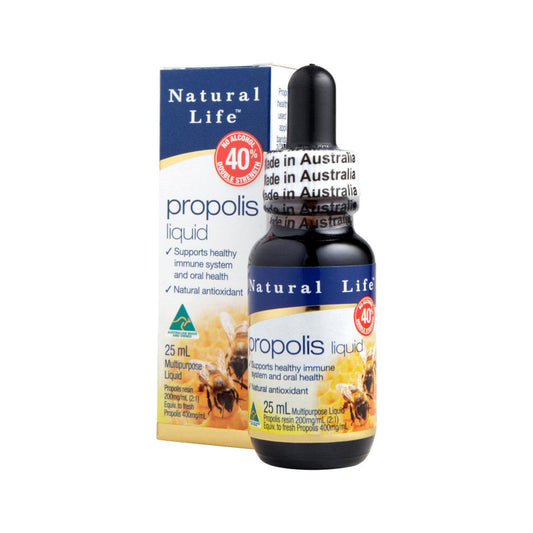 Natural Life Propolis Liquid No Alcohol (40%) Double Strength 25ml - QVM Vitamins™