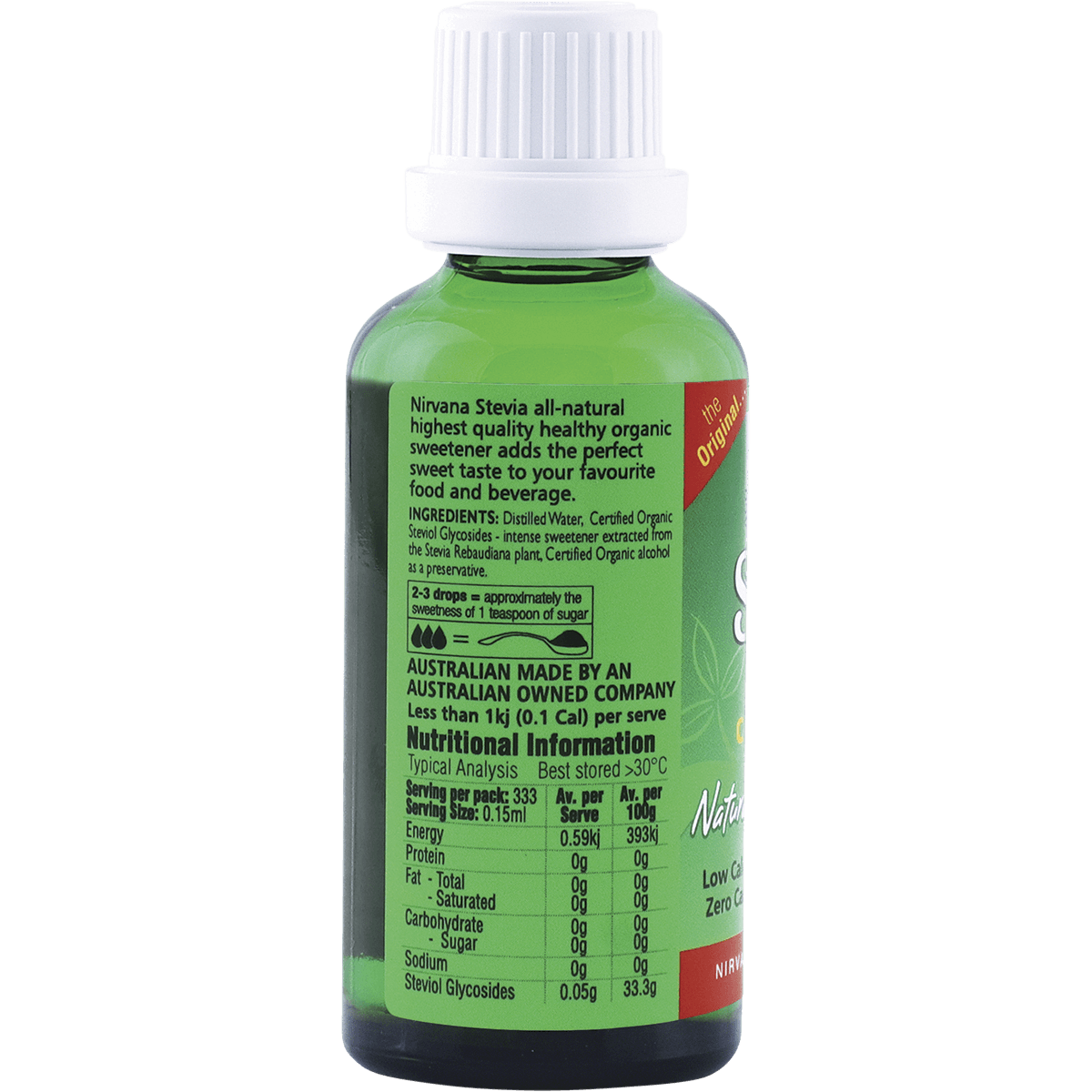 Nirvana Organic Stevia Liquid Concentrate 50ml - QVM Vitamins™