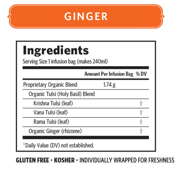 Organic India Tulsi Ginger x 25 Tea Bags - QVM Vitamins™
