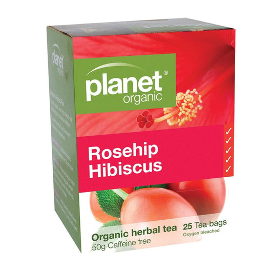 Planet Organic Rosehip Hibiscus Herbal Tea x 25 Tea Bags - QVM Vitamins™