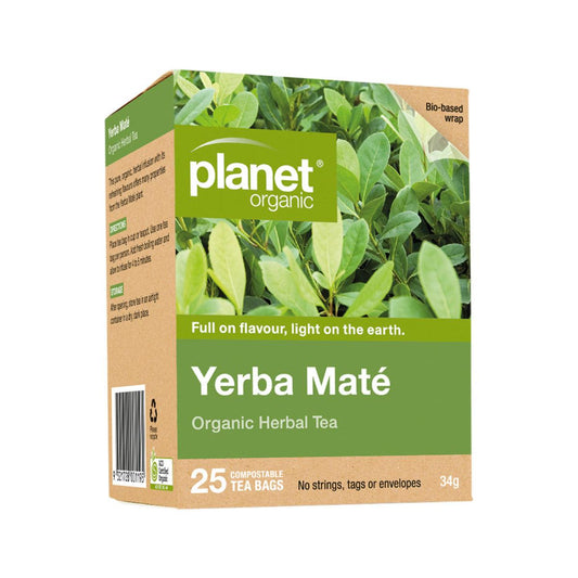 Planet Organic Yerba Mate Herbal Tea x 25 Tea Bags - QVM Vitamins™