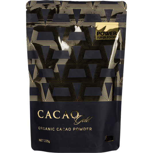 Power Super Foods Cacao Powder Gold Luxury Organic 225g - QVM Vitamins™