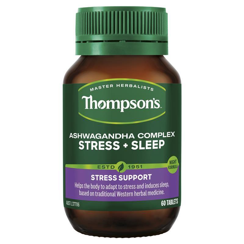 Thompsons Ashwagandha Complex Stress + Sleep 60 Tablets - QVM Vitamins™