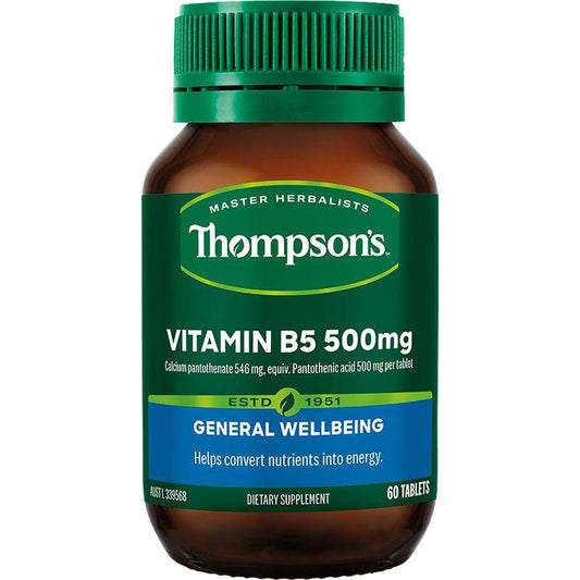 Thompsons B5 Pantothenic Acid 500mg 60 Tablets - QVM Vitamins™