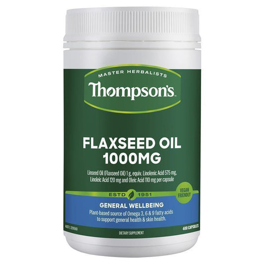 Thompsons Flaxseed Oil 1000mg 400 Vege Capsules - QVM Vitamins™