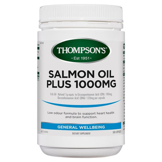 Thompsons Salmon Oil Plus 1000mg 500 Capsules - QVM Vitamins™